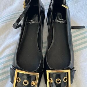 Jeffrey Campbell Black Women's Shoes with Gold Buckle